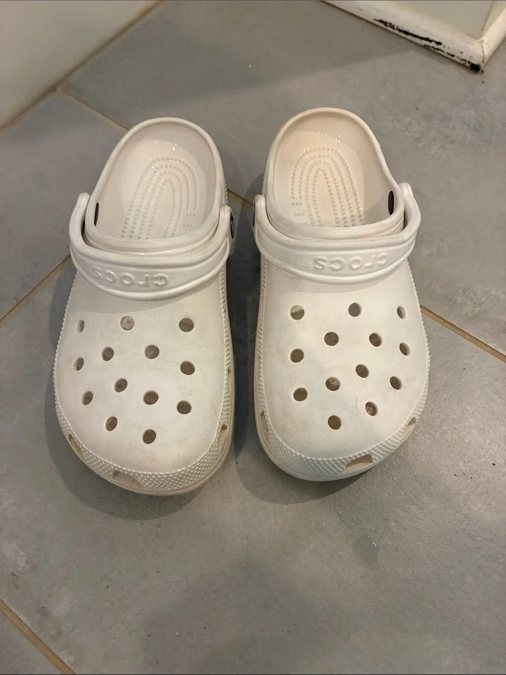 CROCS Kids White Classic Clog with Heel Strap